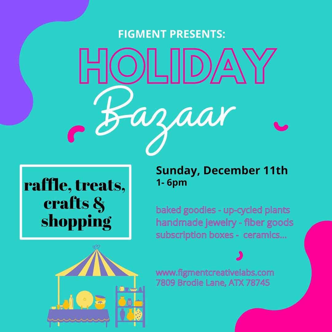 Come support local artists and small business owners featuring their goods at Figment’s Holiday Bazaar Dec. 11th 1-6pm We will have a little bit of everything, including jewelry, ceramics, clothes, art, baked goods… Click on post to check out our vendors! You can only tag 20 people in a post, so there will be even more! @mightyworldbox @lua.darger ..